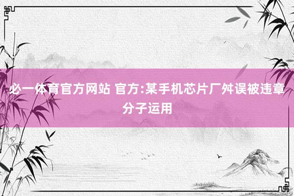 必一体育官方网站 官方:某手机芯片厂舛误被违章分子运用