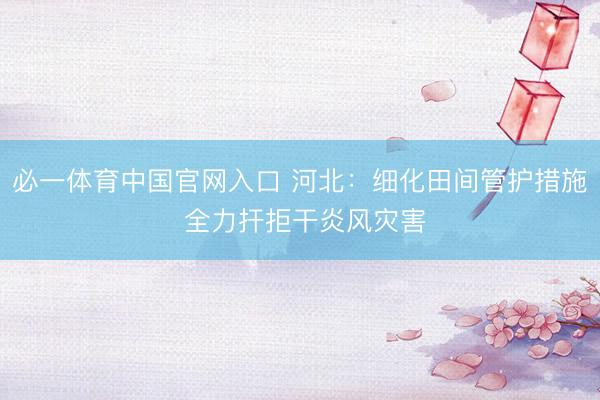 必一体育中国官网入口 河北：细化田间管护措施 全力扞拒干炎风灾害