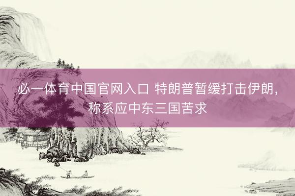 必一体育中国官网入口 特朗普暂缓打击伊朗，称系应中东三国苦求