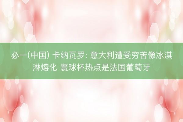 必一(中国) 卡纳瓦罗: 意大利遭受穷苦像冰淇淋熔化 寰球杯热点是法国葡萄牙