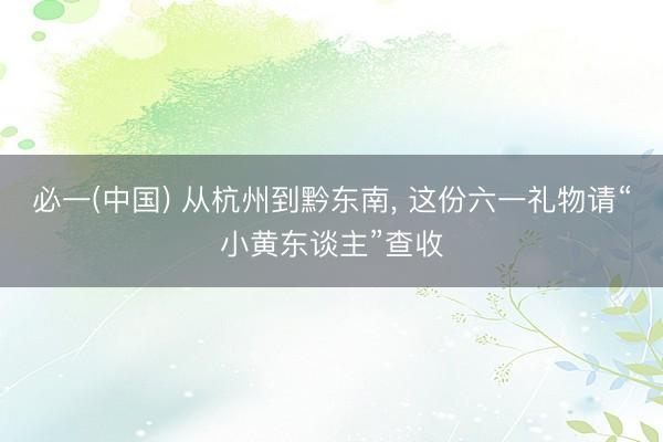 必一(中国) 从杭州到黔东南， 这份六一礼物请“小黄东谈主”查收
