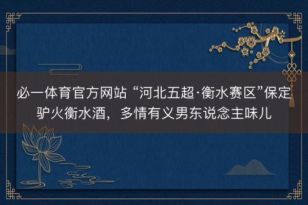 必一体育官方网站 “河北五超·衡水赛区”保定驴火衡水酒，多情有义男东说念主味儿