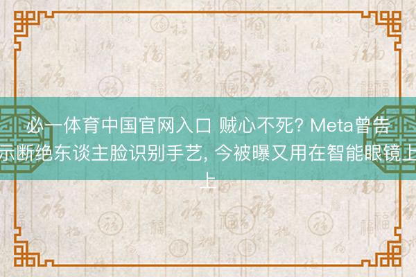 必一体育中国官网入口 贼心不死? Meta曾告示断绝东谈主脸识别手艺， 今被曝又用在智能眼镜上
